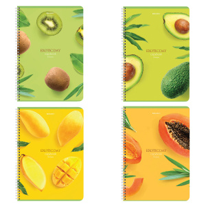 Тетрадь А4 96л. клетка на спирали BRAUBERG, матовая ламинация, "Exotic"