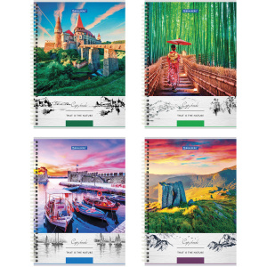 Тетрадь А4 80л. клетка на спирали BRAUBERG, обложка твердая, Nature