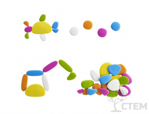 Радужные камешки "Флюро" 9 формы, 6 цветов, 39 шт. Набор с карточками