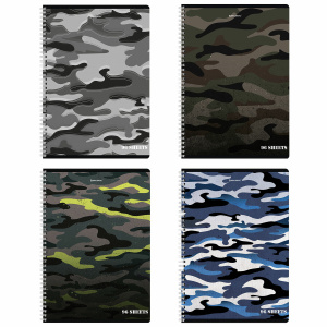 Тетрадь А4 96л. клетка на спирали BRAUBERG, офсет, обложка картон, Military