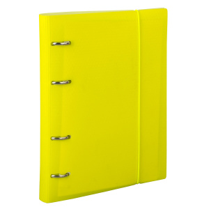 Тетрадь на кольцах А5 (175х220мм), 120л. BRAUBERG "Желтый", пластик, клетка, с резинкой