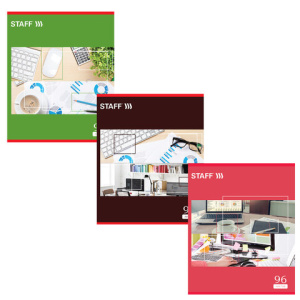 Тетрадь А4 96л. клетка STAFF, офсет №2 60 г/м, обложка картон, "Офисная классика"