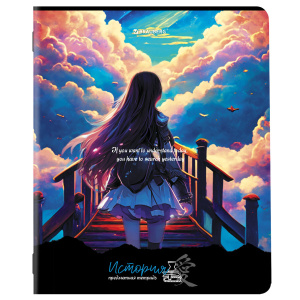 Тетрадь предметная ANIME GIRLS 48л, матовая ламинация, ИСТОРИЯ, клетка, подсказ, BRAUBERG