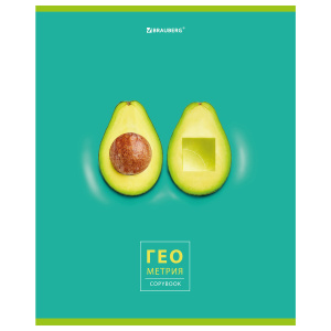 Тетрадь предметная AVOCADO 48л, глянцевый лак, ГЕОМЕТРИЯ, клетка, подсказ, BRAUBERG