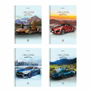 Тетрадь А4 80л. клетка на спирали BRAUBERG, обложка картон, Discover