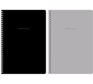 Тетрадь А4 96л. клетка на спирали BRAUBERG, матовая ламинация, "Минимал" (микс в спайке)