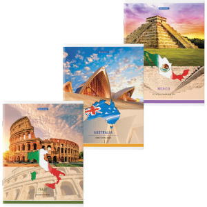 Тетрадь А4 48л. клетка BRAUBERG, скоба, обложка картон, TRAVEL