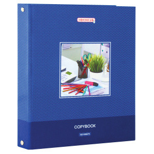 Тетрадь на кольцах А5 (175х215мм) 120л. ОФИСМАГ "Офисный стиль", твердый картон, клетка 