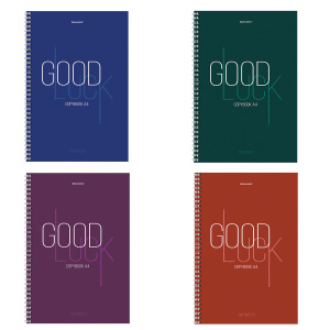 Тетрадь А4 120л. клетка на спирали BRAUBERG, обложка твердая, "Good Luck"
