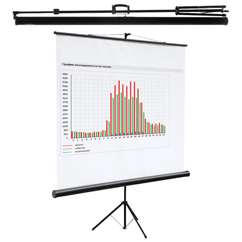 Экран проекционный DIGIS KONTUR-C, матовый, на треноге, 160х160см, 1:1, DSKC-1101