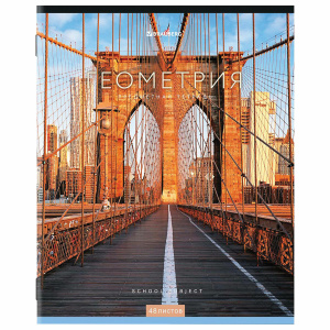 Тетрадь предметная КЛАССИКА NEW 48л, обложка картон, ГЕОМЕТРИЯ, клетка, подсказ, BRAUBERG