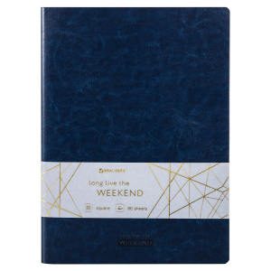 Тетрадь А4 60л. клетка BRAUBERG VIVA, обложка гладкий кожзам, сшивка, ТЕМНО-СИНИЙ