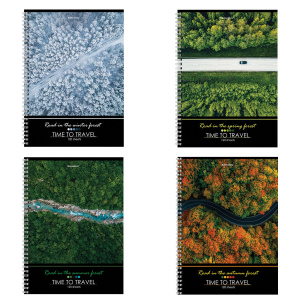 Тетрадь А4 120л. клетка на спирали BRAUBERG, обложка картон, Seasons