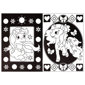 Книжка-раскраска ВОЛШЕБНЫЙ ЧЕРНЫЙ, ЕДИНОРОЖКИ, 200х280мм, 16стр., BRIGHT KIDS, Р-0910