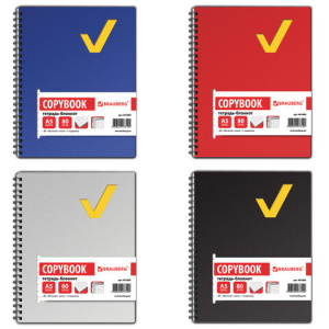 Тетрадь-блокнот А5 (160*207мм) 80л. BRAUBERG "Tag", 1 разделитель, обл.пластик, клетка