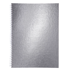 Тетрадь бумвинил А4 96 л., гребень, офсет №1, клетка, "СЕРЕБРО Metallic", HATBER, 077198, 96Т4бвВ1гр