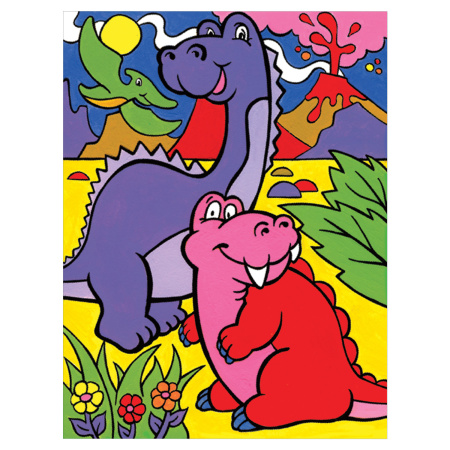 Раскраска по номерам А4, ЮНЛАНДИЯ "ДИНОЗАВРЫ", С АКРИЛОВЫМИ КРАСКАМИ, на картоне, кисть, 661595