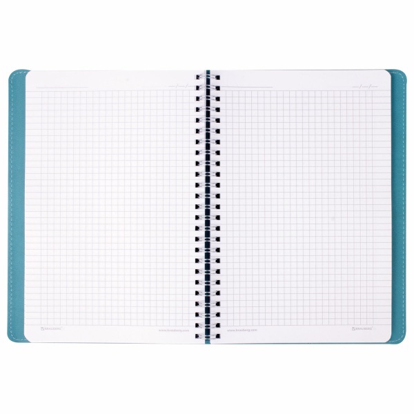 Бизнес-тетрадь А5 80л. на спирали BRAUBERG "Office PRO", гибкая, под кожу, бирюзовая