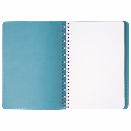 Бизнес-тетрадь А5 80л. на спирали BRAUBERG "Office PRO", гибкая, под кожу, бирюзовая