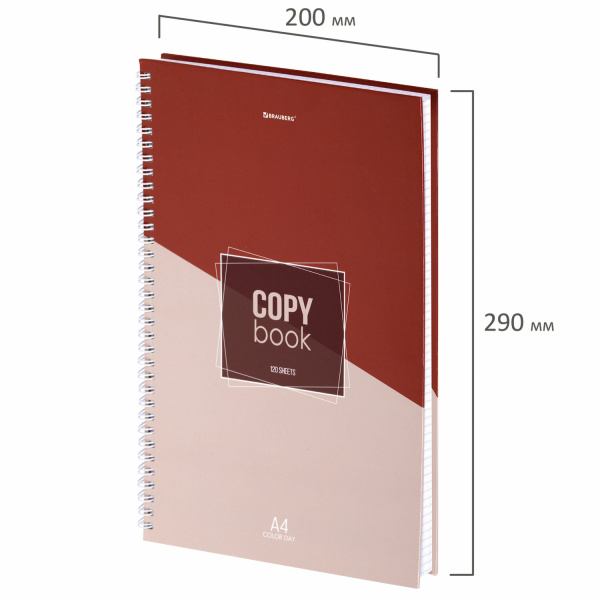 Тетрадь А4 120л. клетка на спирали BRAUBERG, обложка твердая, "Office"