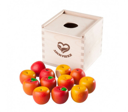 Счетный материал 12 наливных яблочек в коробочке-сортере