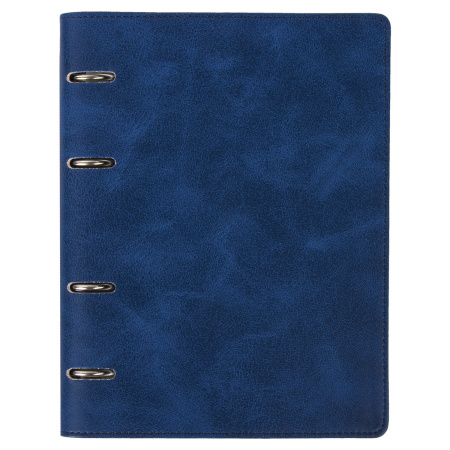 Тетрадь на кольцах А5 (148*218мм) 120л. BRAUBERG "Main", экокожа, синяя