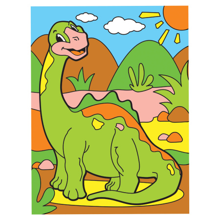 Раскраска по номерам А4,  ЮНЛАНДИЯ "ДИПЛОДОК", С АКРИЛОВЫМИ КРАСКАМИ, на картоне, кисть, 661598