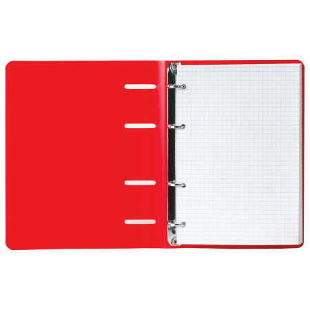 Тетрадь на кольцах А5 (160х215мм) 80л.  BRAUBERG "Красный", пластик, клетка