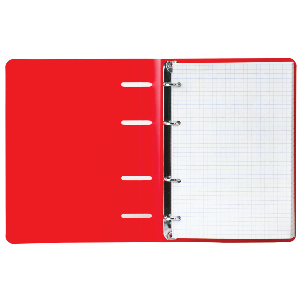 Тетрадь на кольцах А5 (160х215мм) 80л.  BRAUBERG "Красный", пластик, клетка