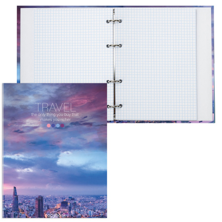 Тетрадь на кольцах А5 (165х215мм) 120л. BRAUBERG "Travel", твердый картон, клетка