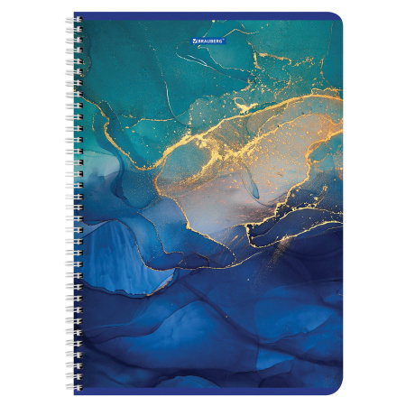 Тетрадь А4 96л. клетка на спирали BRAUBERG, обложка матовая ламинация, "Marble"