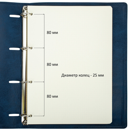 Тетрадь на кольцах А4 (240х310мм) 120л. BRAUBERG "Main", под кожу, клетка, синий