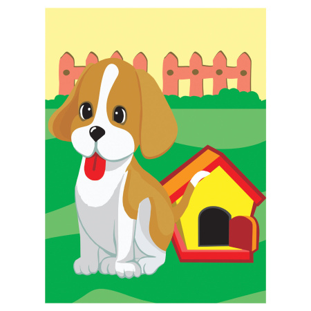 Раскраска по номерам А4, ЮНЛАНДИЯ "ЩЕНОК", С АКРИЛОВЫМИ КРАСКАМИ, на картоне, кисть, 661590