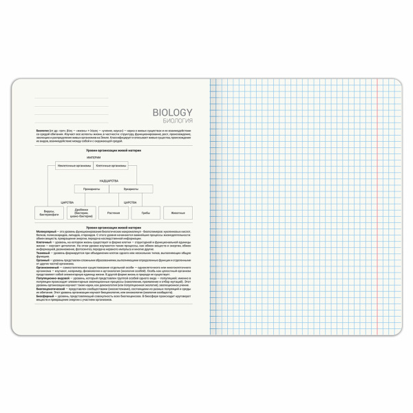 Тетрадь предметная PIGMENT 48л, глянцевый УФ-лак, БИОЛОГИЯ, клетка, подсказ, BRAUBERG
