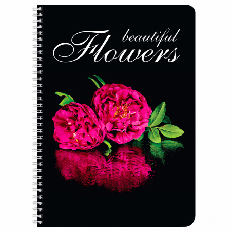 Тетрадь А4 96л. клетка на спирали BRAUBERG, обложка картон, КРАСИВЫЕ ЦВЕТЫ