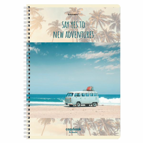 Тетрадь А4 96л. клетка на спирали BRAUBERG, офсет, обложка картон, "Adventures"