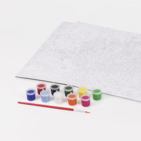 Картина по номерам А3, ОСТРОВ СОКРОВИЩ "ЦВЕТЫ В КОРЗИНЕ", С АКРИЛОВЫМИ КРАСКАМИ, картон,кисть,661615