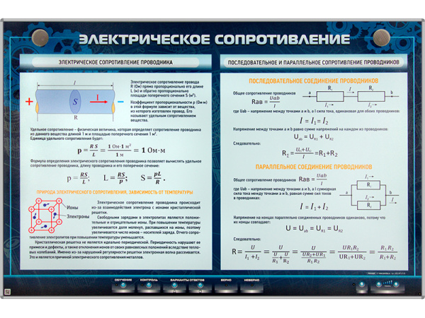 Электрифицированный стенд "Электрическое сопротивление"