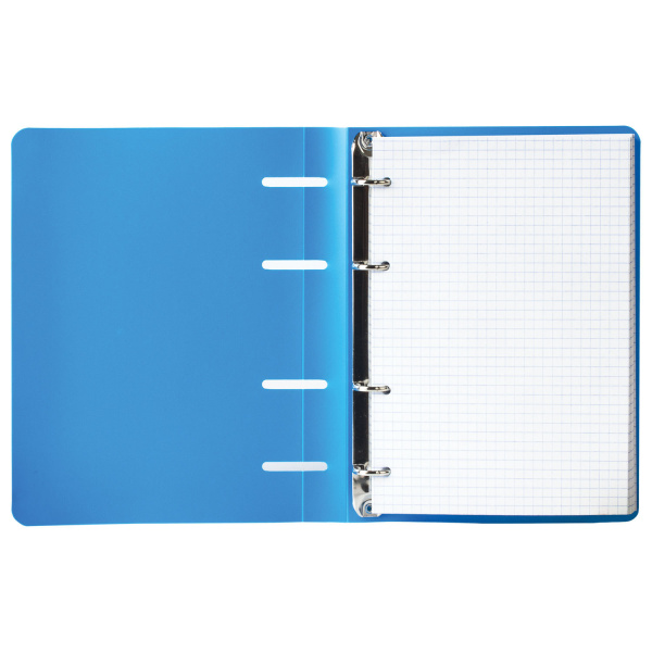 Тетрадь на кольцах А5 (160х215мм) 80л. BRAUBERG "Голубой", пластик, клетка