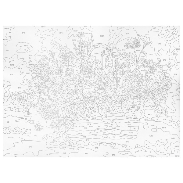 Картина по номерам А3, ОСТРОВ СОКРОВИЩ "ЦВЕТЫ В КОРЗИНЕ", С АКРИЛОВЫМИ КРАСКАМИ, картон,кисть,661615