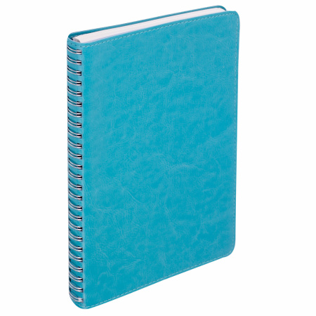 Бизнес-тетрадь А5 80л. на спирали BRAUBERG "Office PRO", гибкая, под кожу, бирюзовая