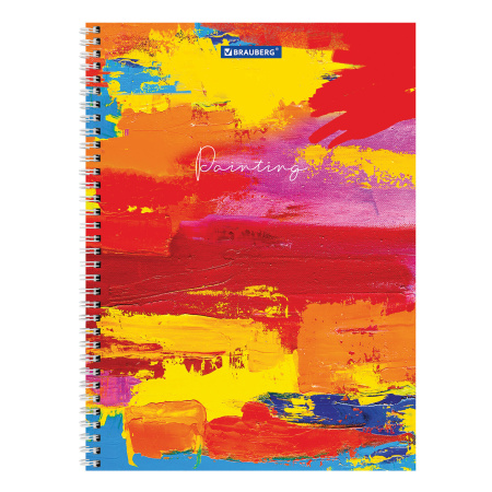 Тетрадь А4 120л. клетка на спирали BRAUBERG, обложка картон, "Painting"