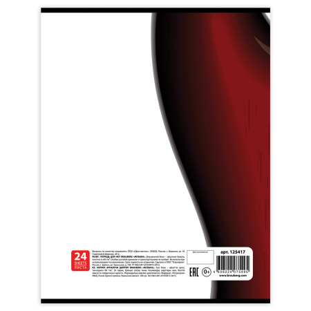 Тетрадь для нот А4, 24л., BRAUBERG, обл.мел.карт. вертикальная, Музыка (2 вида), 125417