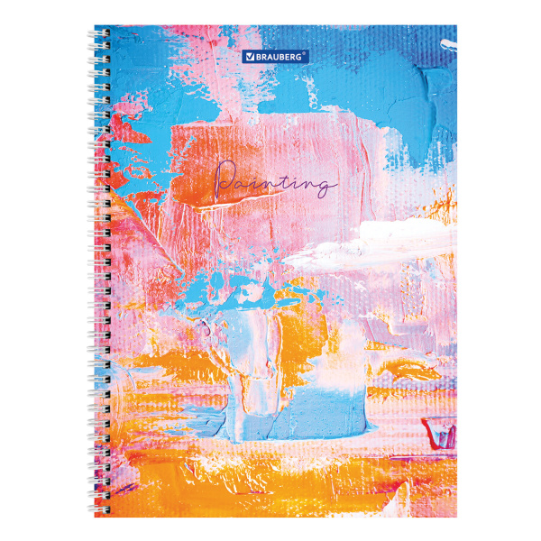 Тетрадь А4 120л. клетка на спирали BRAUBERG, обложка картон, "Painting"