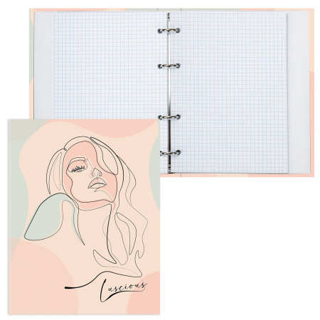 Тетрадь на кольцах А5 (175х215мм) 120л. BRAUBERG "Девушка", твердый картон, клетка