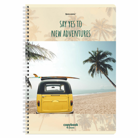 Тетрадь А4 96л. клетка на спирали BRAUBERG, офсет, обложка картон, "Adventures"