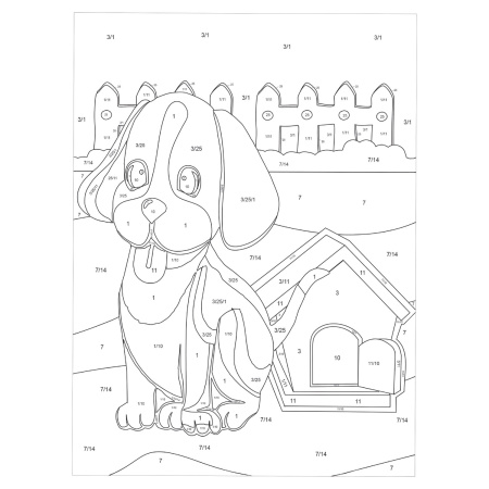 Раскраска по номерам А4, ЮНЛАНДИЯ "ЩЕНОК", С АКРИЛОВЫМИ КРАСКАМИ, на картоне, кисть, 661590