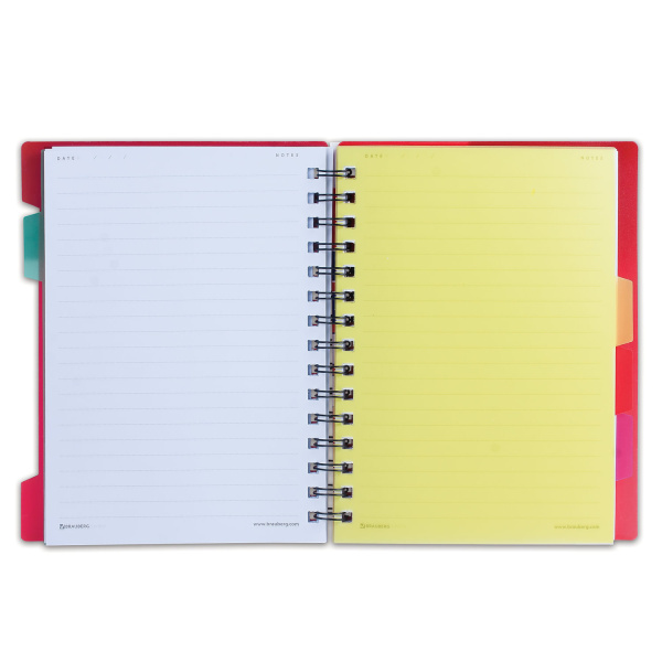 Тетрадь-блокнот A5 (170x215мм) 120л. BRAUBERG "Rich", 4 разделителя, обл.пластик, линия