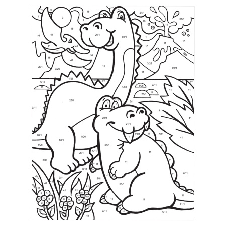 Раскраска по номерам А4, ЮНЛАНДИЯ "ДИНОЗАВРЫ", С АКРИЛОВЫМИ КРАСКАМИ, на картоне, кисть, 661595