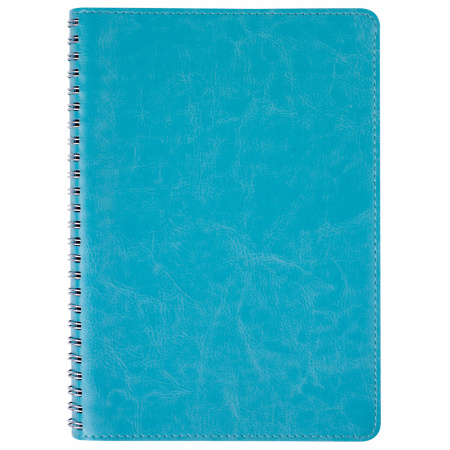 Бизнес-тетрадь А5 80л. на спирали BRAUBERG "Office PRO", гибкая, под кожу, бирюзовая